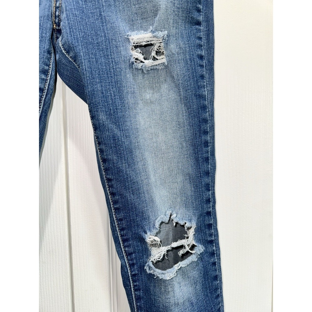 Levi's Women's 702 High Rise Super Skinny Distressed Blue Denim Jeans - Picture 5 of 7